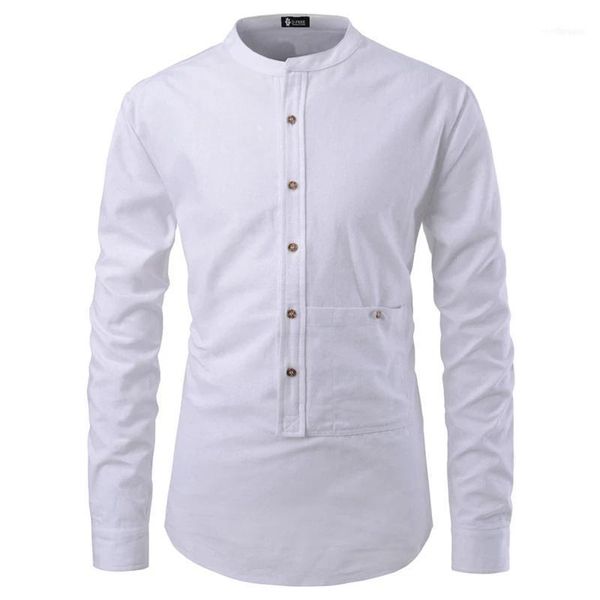 men's casual shirts 2021 solid color hedging pockets stand-up collar long-sleeved shirt shirt1, White;black
men's casual shirts 2021 solid color hedging pockets stand-up collar long-sleeved shirt shirt1, White;black
