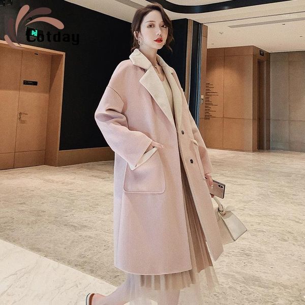 women's wool & blends cotday pink patchwork long turn-down collar elegant 2021 women sweet korean style winter woolen coat, Black
women's wool & blends cotday pink patchwork long turn-down collar elegant 2021 women sweet korean style winter woolen coat, Black