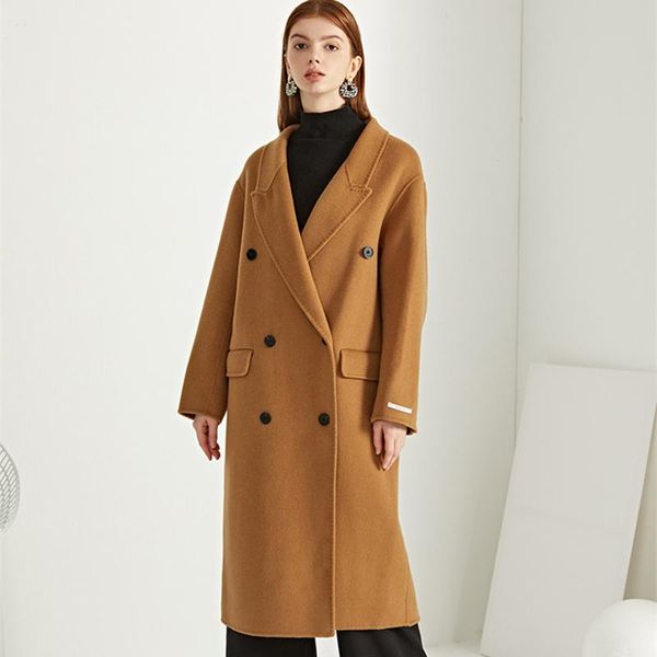 women's wool & blends loose straight 100% coat solid color double-breasted mid-length woolen jacket 2021 winter style, Black
women's wool & blends loose straight 100% coat solid color double-breasted mid-length woolen jacket 2021 winter style, Black