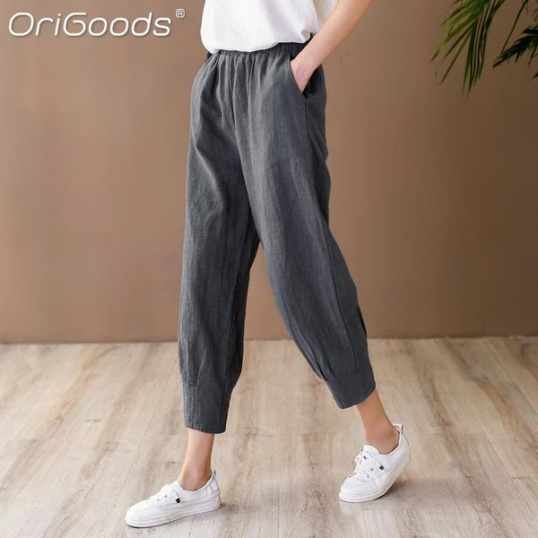 women's pants & capris origoods summer cropped for women ramie cotton vintage loose capri elastic waist casual harem trousers femme 338, Black;white
women's pants & capris origoods summer cropped for women ramie cotton vintage loose capri elastic waist casual harem trousers femme 338, Black;white