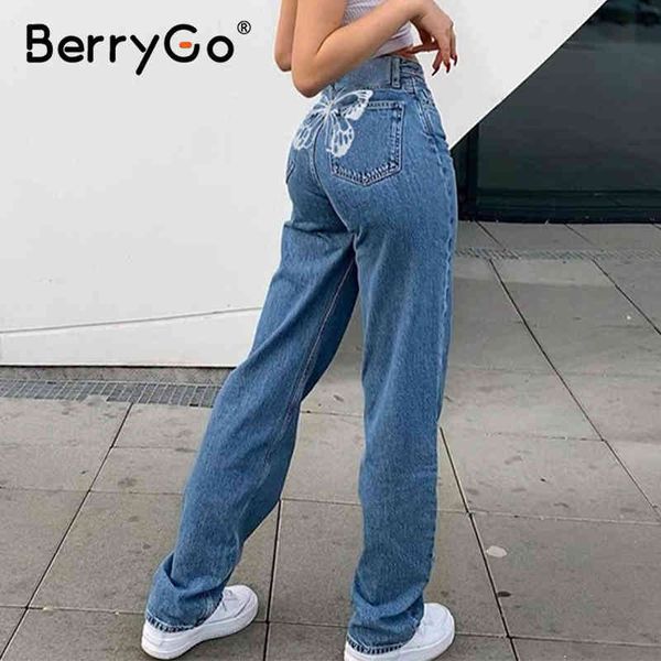 berrygo high waist denim women's trousers spring fashion butterfly straight-leg pants street style all-match jeans 210513, Blue
berrygo high waist denim women's trousers spring fashion butterfly straight-leg pants street style all-match jeans 210513, Blue