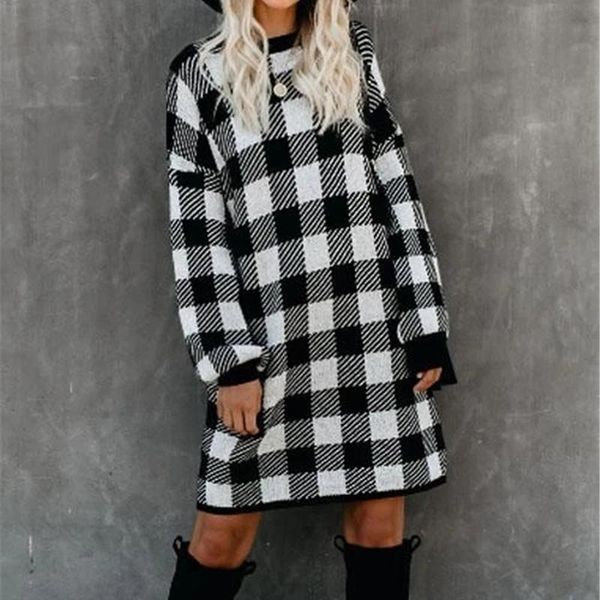 women's sweaters women casual holiday slim long jumper knitwear checker 2021 plaid vintage autumn winter sweater dresses street clothes, White;black
women's sweaters women casual holiday slim long jumper knitwear checker 2021 plaid vintage autumn winter sweater dresses street clothes, White;black