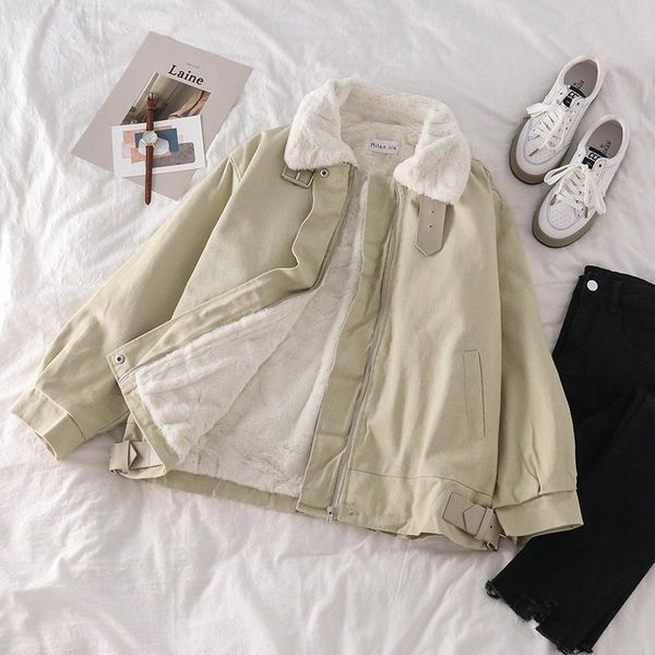 women's jackets yang gao mao workwear cotton coat motorcycle jacket female autumn and winter style korean-style loose lapel thickened, Black;brown
women's jackets yang gao mao workwear cotton coat motorcycle jacket female autumn and winter style korean-style loose lapel thickened, Black;brown
