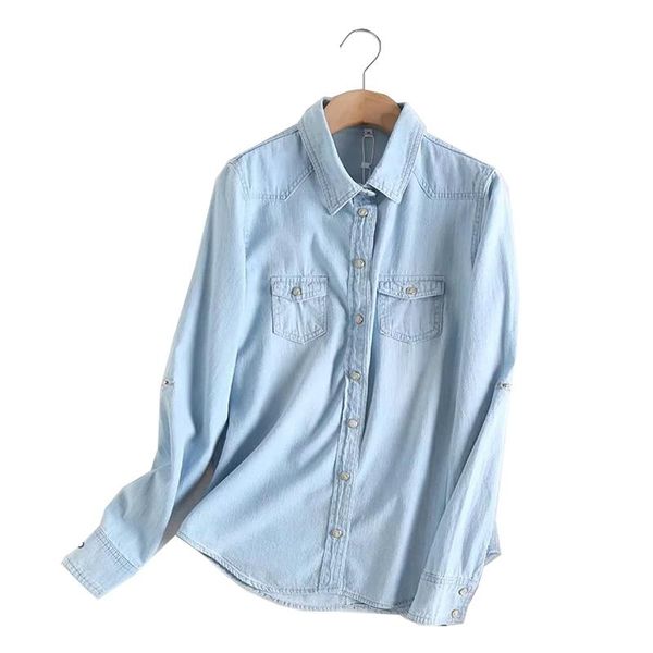 women's blouses & shirts women loose denim shirt spring / autumn long-sleeved cotton casual, White
women's blouses & shirts women loose denim shirt spring / autumn long-sleeved cotton casual, White
