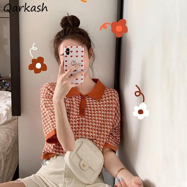 women's t-shirt t-shirts women houndstooth preppy style turn-down collar chic leisure japanese stylish students classical female girls, White
women's t-shirt t-shirts women houndstooth preppy style turn-down collar chic leisure japanese stylish students classical female girls, White