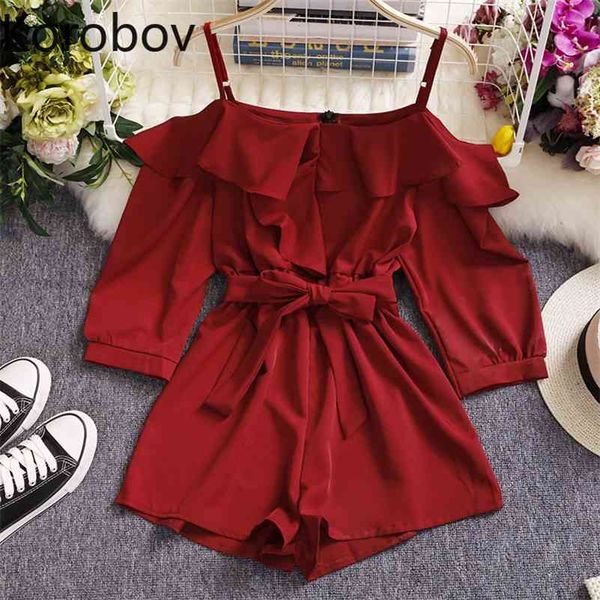 korobov spring summer new chic women playsuits off shoulder elegant ruffles solid jumpersuits lace up bow 79587 210430, Black;white
korobov spring summer new chic women playsuits off shoulder elegant ruffles solid jumpersuits lace up bow 79587 210430, Black;white