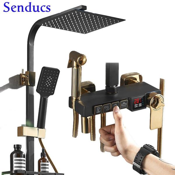 bathroom shower sets senducs black gold digital thermostatic set 0527c cold mixer faucet pvc pressure head tap
bathroom shower sets senducs black gold digital thermostatic set 0527c cold mixer faucet pvc pressure head tap
