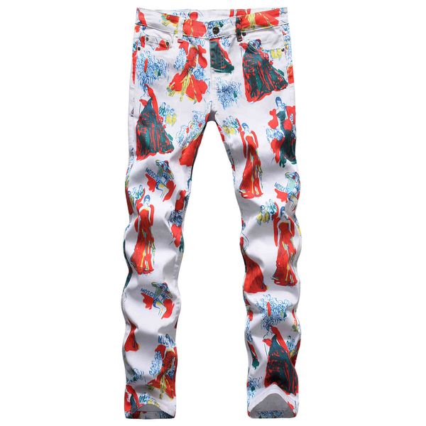 men's jeans style beauty printed straight elastic charactor white big size casual party club trousers 00et, Blue
men's jeans style beauty printed straight elastic charactor white big size casual party club trousers 00et, Blue