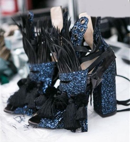women lace-up solid color thick with sandals tassel strap novelty roman retro high-heeled boots fashion sequined shoes, Black
women lace-up solid color thick with sandals tassel strap novelty roman retro high-heeled boots fashion sequined shoes, Black