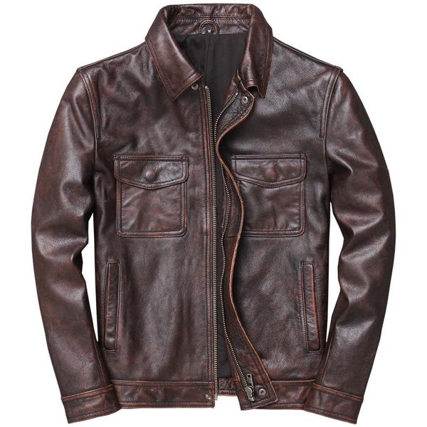 men's leather & faux genuine cow jacket men spring autumn cowhide coat vintage motorcycle short chaqueta cuero hombre t-1820, Black
men's leather & faux genuine cow jacket men spring autumn cowhide coat vintage motorcycle short chaqueta cuero hombre t-1820, Black
