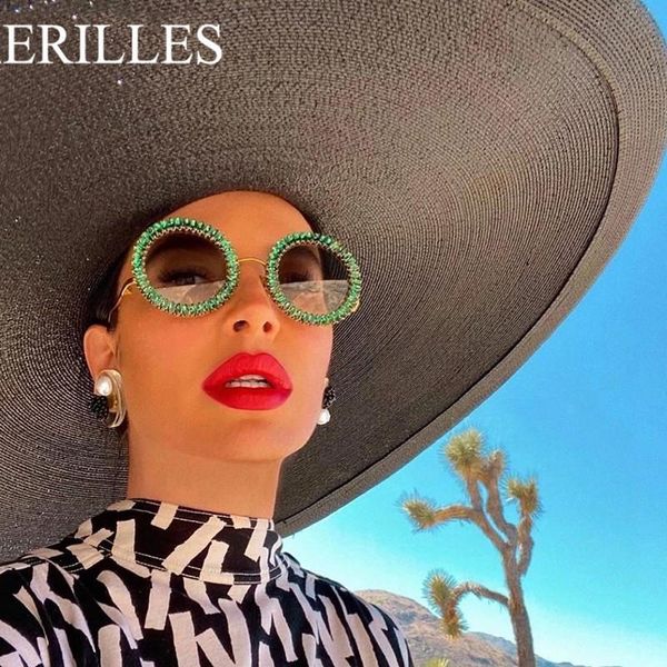 sunglasses 2021 luxury round diamond women brand designer glasses big rhinestone female eyewear vintage men shades, White;black
sunglasses 2021 luxury round diamond women brand designer glasses big rhinestone female eyewear vintage men shades, White;black