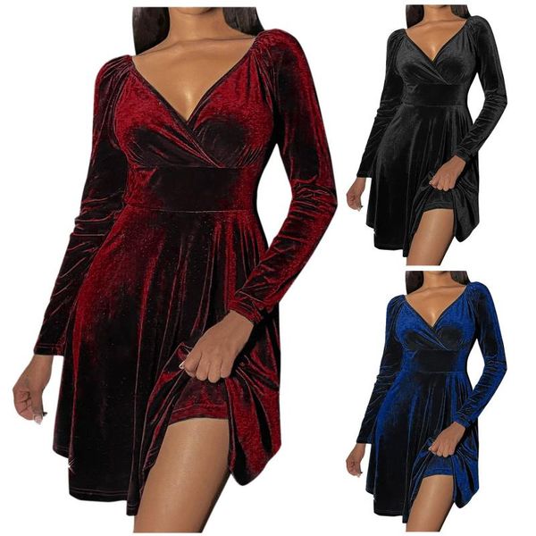 casual dresses autumn dress women long sleeve solid velvet deep v neck wrap party spring slim draped bodycon vestidos, Black;gray
casual dresses autumn dress women long sleeve solid velvet deep v neck wrap party spring slim draped bodycon vestidos, Black;gray