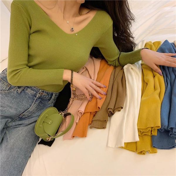 women's sweaters korean sweater women soild v neck knitted pull femme slim basic clothes long sleeve pullover autumn winter, White;black
women's sweaters korean sweater women soild v neck knitted pull femme slim basic clothes long sleeve pullover autumn winter, White;black