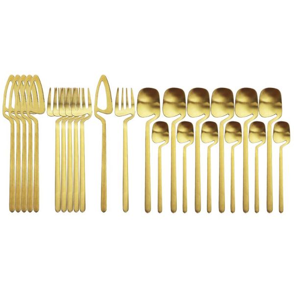 24pcs matte gold cutlery set 18/10 stainless steel dinnerware knives forks spoon dinner tableware kitchen silverware sets
24pcs matte gold cutlery set 18/10 stainless steel dinnerware knives forks spoon dinner tableware kitchen silverware sets