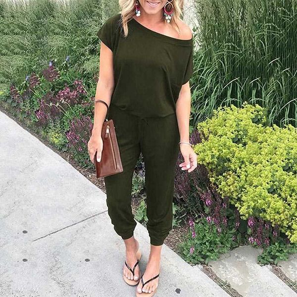 women summer cold shoulder homewear bodycon jumpsuits lace-up casual clubwear street romper with belt 210709, Black;white
women summer cold shoulder homewear bodycon jumpsuits lace-up casual clubwear street romper with belt 210709, Black;white