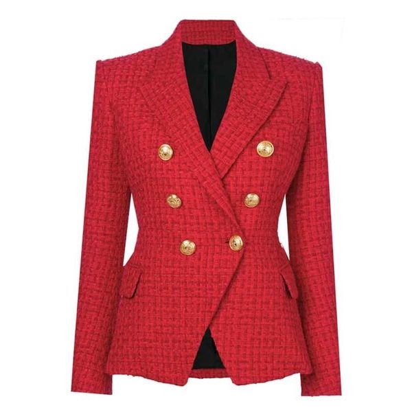 high street est runway a/w designer blazer women's double breasted metal buttons wool coat jacket 211122, White;black
high street est runway a/w designer blazer women's double breasted metal buttons wool coat jacket 211122, White;black