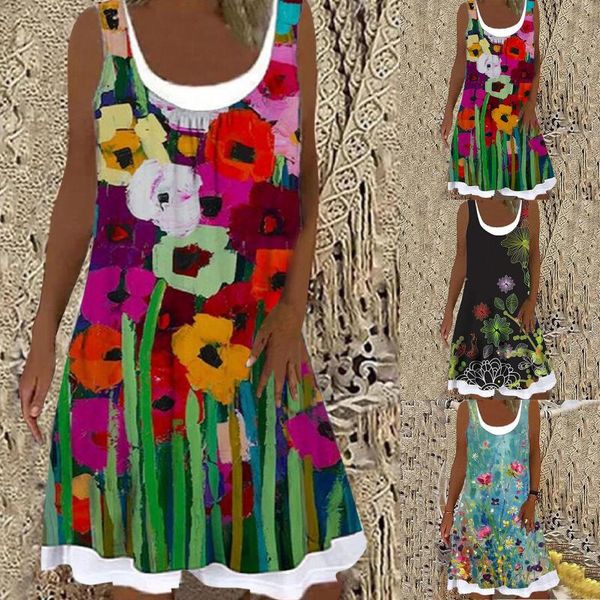 casual dresses women's summer fashion round neck print sleeveless splicing dress, Black;gray
casual dresses women's summer fashion round neck print sleeveless splicing dress, Black;gray