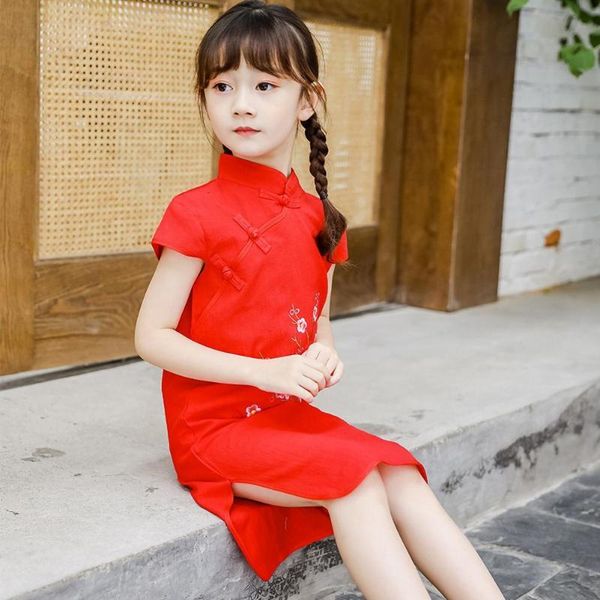girl short sleeve cheongsam traditional chinese style embroidery cotton dress for year girls tang suit baby costumes girl's dresses, Red;yellow
girl short sleeve cheongsam traditional chinese style embroidery cotton dress for year girls tang suit baby costumes girl's dresses, Red;yellow