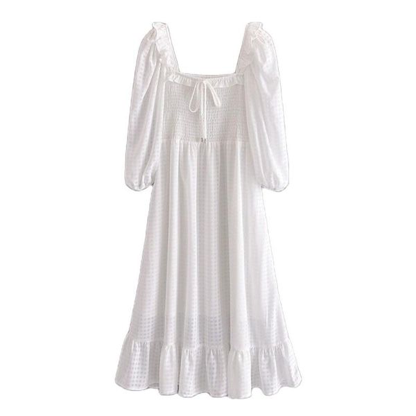 diyig woman 2021 summer women's clothing fresh white square collar bubble sleeve high waist slimming mid-length dress casual dresses, Black;gray
diyig woman 2021 summer women's clothing fresh white square collar bubble sleeve high waist slimming mid-length dress casual dresses, Black;gray
