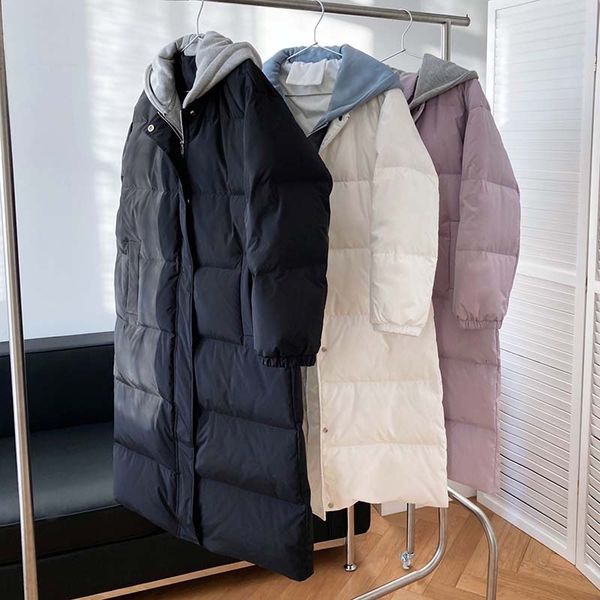 mooirue spring elegant women jacket hooded patchwork women's long korean style white duck down over knee coat 7458, Black
mooirue spring elegant women jacket hooded patchwork women's long korean style white duck down over knee coat 7458, Black