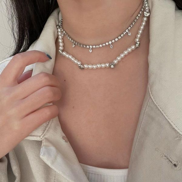 2021 design spring fashion shiny crystal imitation pearl chocker necklace for women jewelry accessories chains, Silver
2021 design spring fashion shiny crystal imitation pearl chocker necklace for women jewelry accessories chains, Silver