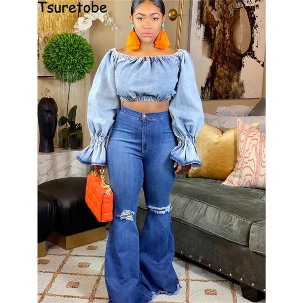 tsuretobe ripped jeans for women mom high waist flare vintage bell bottom summer clothes wholesale women's, Blue
tsuretobe ripped jeans for women mom high waist flare vintage bell bottom summer clothes wholesale women's, Blue