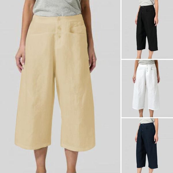 women's pants & capris wide leg 2021 zanzea stylish summer cropped trousers casual solid button long pantalon palazzo plus size turnip, Black;white
women's pants & capris wide leg 2021 zanzea stylish summer cropped trousers casual solid button long pantalon palazzo plus size turnip, Black;white