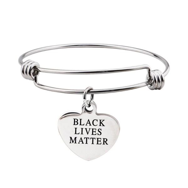 bangle black lives matter stainless steel elastic adjustable simple heart-shaped with lettering
bangle black lives matter stainless steel elastic adjustable simple heart-shaped with lettering