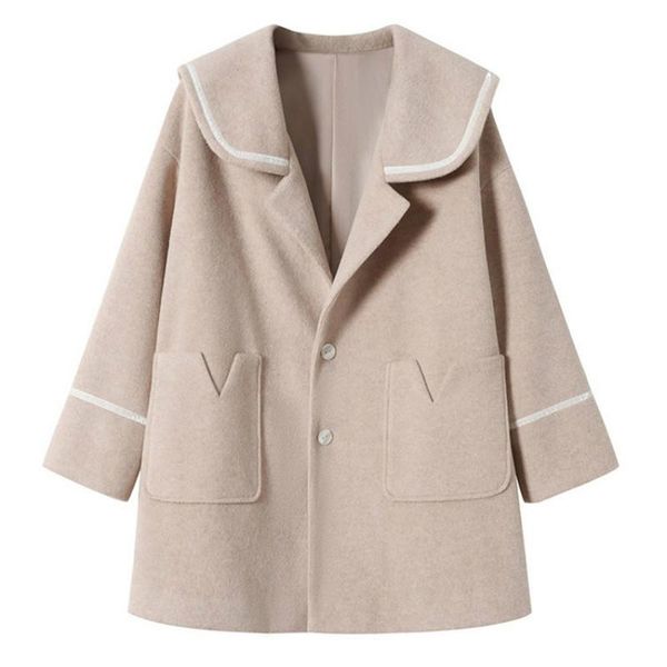 women's wool & blends autumn and winter style plus size fat mm college wind navy collar fashion woolen coat loose women trendy, Black
women's wool & blends autumn and winter style plus size fat mm college wind navy collar fashion woolen coat loose women trendy, Black