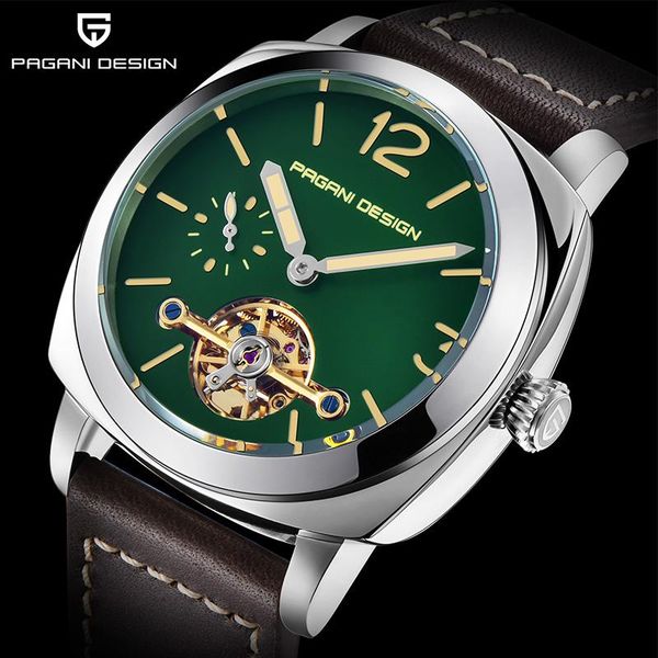wristwatches pagani design men watches waterproof mechanical square watch for sport hollow clock male relogio masculino, Slivery;brown