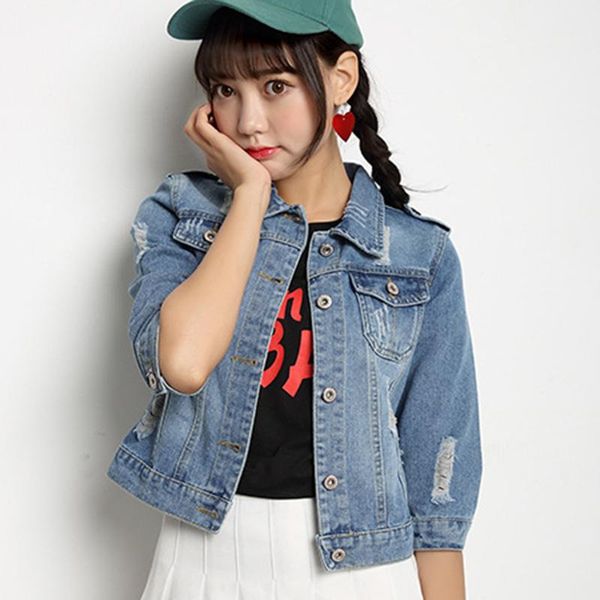 women's jackets denim jacket long-sleeved ripped plus size women short slim three-quarter sleeve spring, Black;brown
women's jackets denim jacket long-sleeved ripped plus size women short slim three-quarter sleeve spring, Black;brown