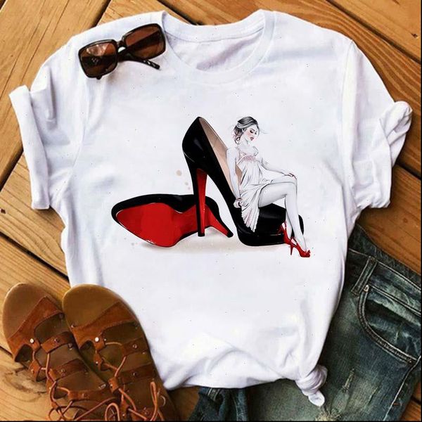 womens t shirts high heels print vogue shirt femme funny women 90s hip hop punk hipster streetwear tee, White
womens t shirts high heels print vogue shirt femme funny women 90s hip hop punk hipster streetwear tee, White