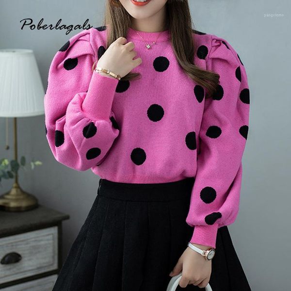 women's sweaters fashion jumper autumn winter polka dot knitted sweater women 2021 korean oversized female puff sleeve wild pullover, White;black
women's sweaters fashion jumper autumn winter polka dot knitted sweater women 2021 korean oversized female puff sleeve wild pullover, White;black