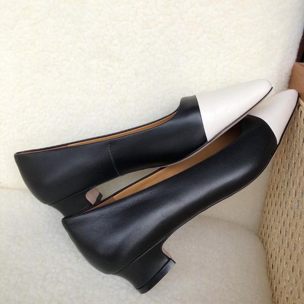 dress shoes women's low single with shallow mouth, square head, thick middle heel and cowhide leather, Black
dress shoes women's low single with shallow mouth, square head, thick middle heel and cowhide leather, Black