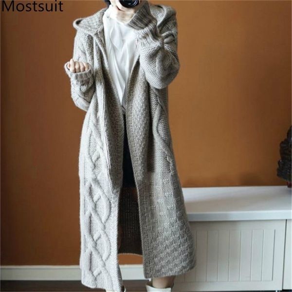 hooded long cardigan sweater women thick twisted knitted full sleeve coat solid loose fashion korean female jumpers 210513, White;black
hooded long cardigan sweater women thick twisted knitted full sleeve coat solid loose fashion korean female jumpers 210513, White;black