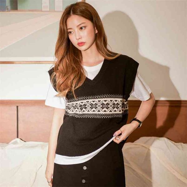 v-neck retro knitted vest women hedging sleeveless loose sweater female spring autumn geometric figures 210427, Black;white
v-neck retro knitted vest women hedging sleeveless loose sweater female spring autumn geometric figures 210427, Black;white