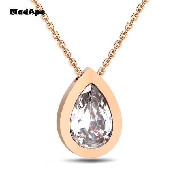 pendant necklaces madape classic water droplets zircon necklace 316l stainless steel rose gold color link chain for women jewelry, Silver
pendant necklaces madape classic water droplets zircon necklace 316l stainless steel rose gold color link chain for women jewelry, Silver
