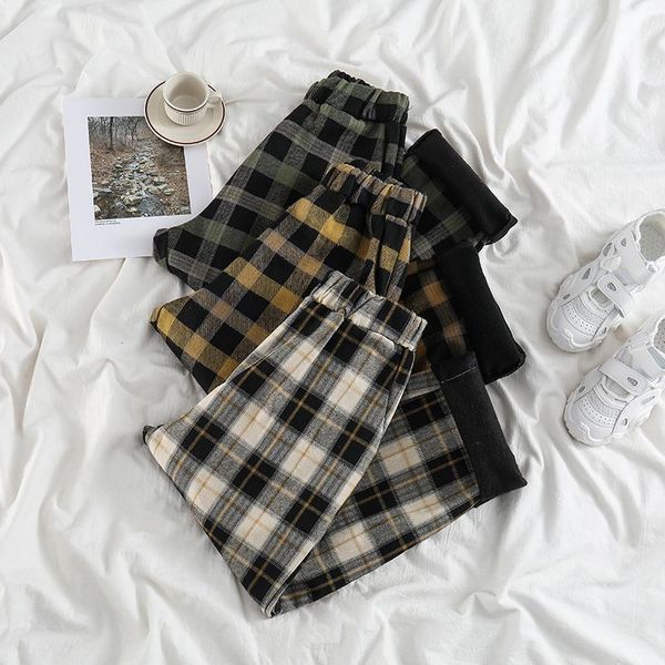 women's pants & capris 2021 autumn winter thicken women pencil jogging female high waist elegant plaid trousers soft good fabric, Black;white
women's pants & capris 2021 autumn winter thicken women pencil jogging female high waist elegant plaid trousers soft good fabric, Black;white