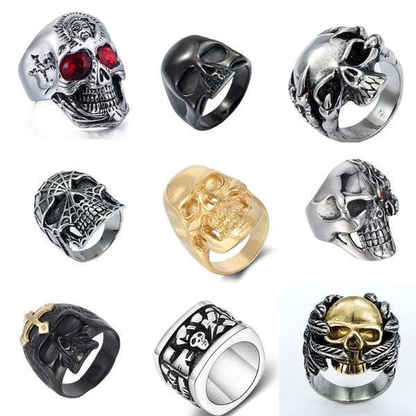 mens skull ring jewelry gifts 316l stainless steel rings for men biker style black gold silver color lhr95 cluster, Golden;silver
mens skull ring jewelry gifts 316l stainless steel rings for men biker style black gold silver color lhr95 cluster, Golden;silver