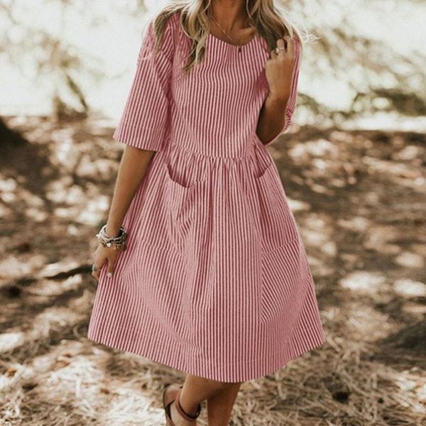 vintage striped women dress o neck mid-sleeve summer solid color shirt plus size casual lady female vestido with pocket dresses, Black;gray
vintage striped women dress o neck mid-sleeve summer solid color shirt plus size casual lady female vestido with pocket dresses, Black;gray