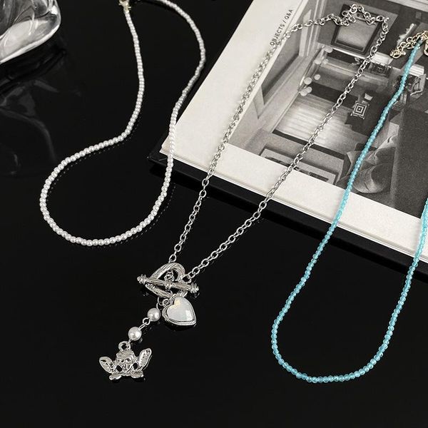 chokers love little angel short chain stacking light blue rice grain necklace superimposed retro small pearl clavicle, Golden;silver
chokers love little angel short chain stacking light blue rice grain necklace superimposed retro small pearl clavicle, Golden;silver