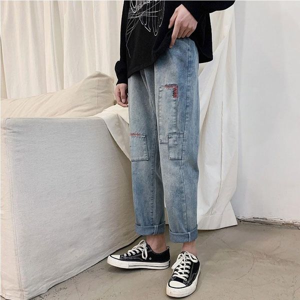 men's jeans ankle -length male summer simple korean student wide-leg straight leg pants casual blue patch homme
men's jeans ankle -length male summer simple korean student wide-leg straight leg pants casual blue patch homme