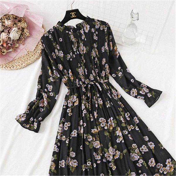 casual dresses 24 colour 2021 autumn korean fresh floral chiffon women dress long sleeve femela elastic waist, Black;gray
casual dresses 24 colour 2021 autumn korean fresh floral chiffon women dress long sleeve femela elastic waist, Black;gray