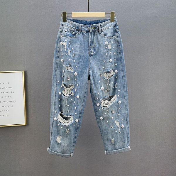 women's jeans beaded for women 2021 summer high waist loose diamond-embedded ripped harlem denim pants streetwear woman hole, Blue
women's jeans beaded for women 2021 summer high waist loose diamond-embedded ripped harlem denim pants streetwear woman hole, Blue