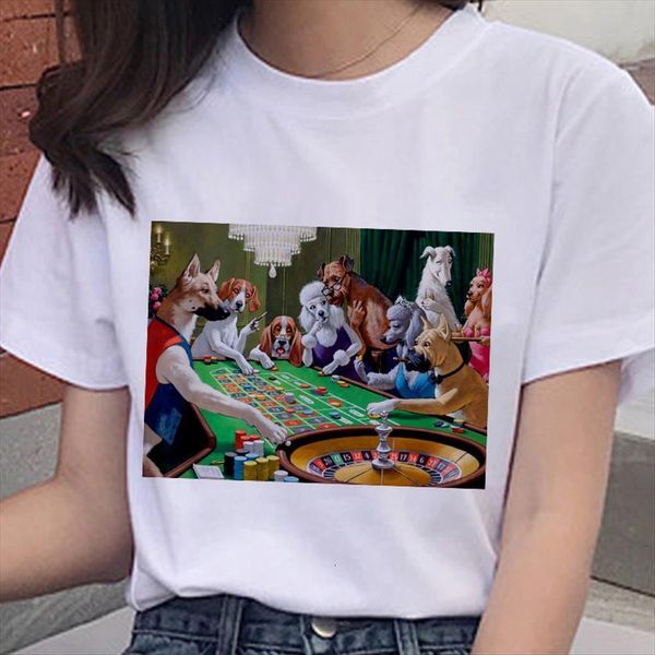 dogs playing cards summer women funny harajuku fashion thin section casual female clothing, White
dogs playing cards summer women funny harajuku fashion thin section casual female clothing, White