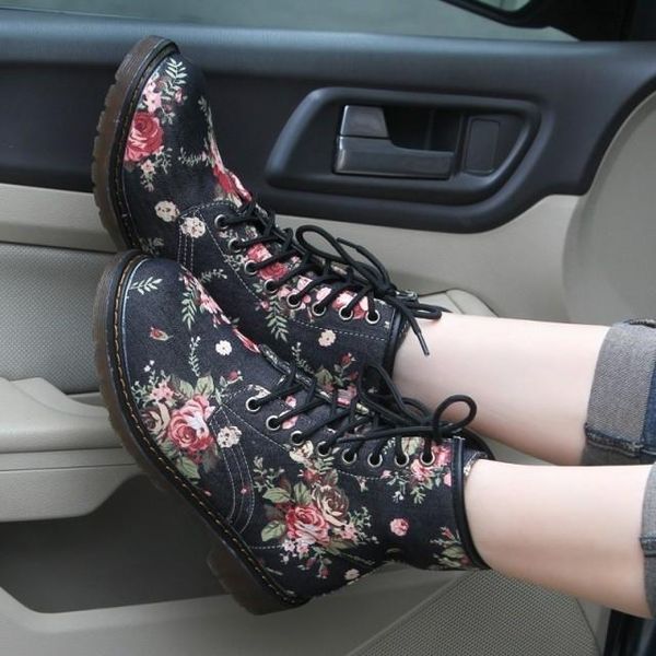 boots fashion women's floral printed soft sole ankle lace up platform shoes c280, Black
boots fashion women's floral printed soft sole ankle lace up platform shoes c280, Black