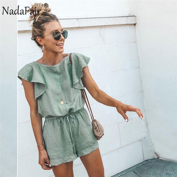 nadafair playsuits women summer elegant jumpsuit short cotton linen casual ruffles elastic waist rompers overall mono mujer, Black;white
nadafair playsuits women summer elegant jumpsuit short cotton linen casual ruffles elastic waist rompers overall mono mujer, Black;white