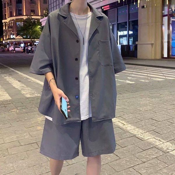 men's tracksuits hybskr summer casual men suit homme korean fashion harajuku short sleeve shirts solid color shorts oversized clothing, Gray
men's tracksuits hybskr summer casual men suit homme korean fashion harajuku short sleeve shirts solid color shorts oversized clothing, Gray
