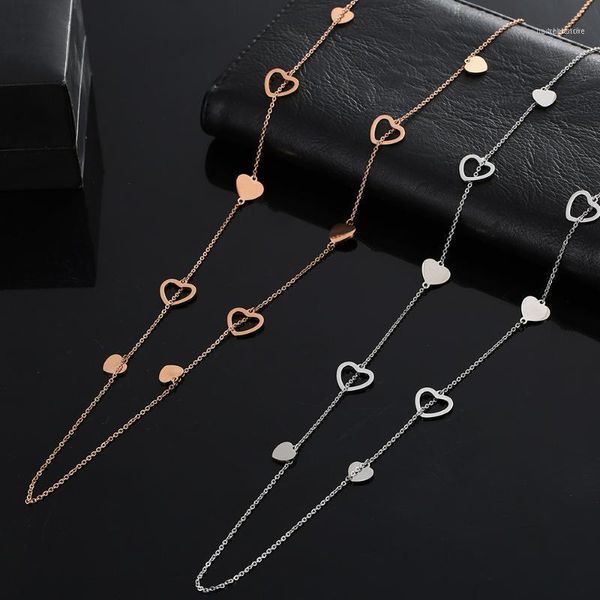chains multi heart charms stainless steel long chain necklace for women rose gold elegant sweater party wedding jewelry 20211, Silver
chains multi heart charms stainless steel long chain necklace for women rose gold elegant sweater party wedding jewelry 20211, Silver
