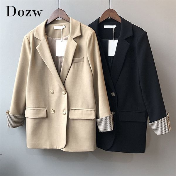 autumn women double breasted blazer coat plaid sleeve office ladies blazers notched collar pockets korean jacket 210515, White;black
autumn women double breasted blazer coat plaid sleeve office ladies blazers notched collar pockets korean jacket 210515, White;black